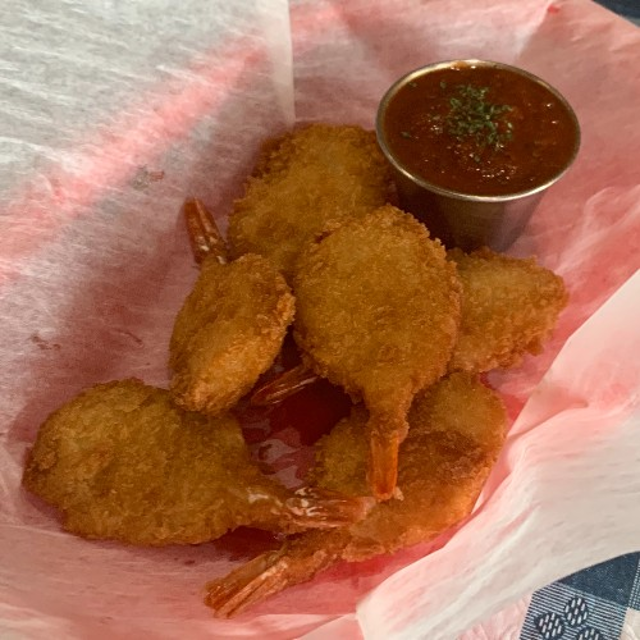 Fried Shrimp with Cocktail Sauce.