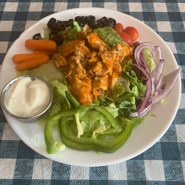 Garden Salad with Grilled Buffalo Chicken.